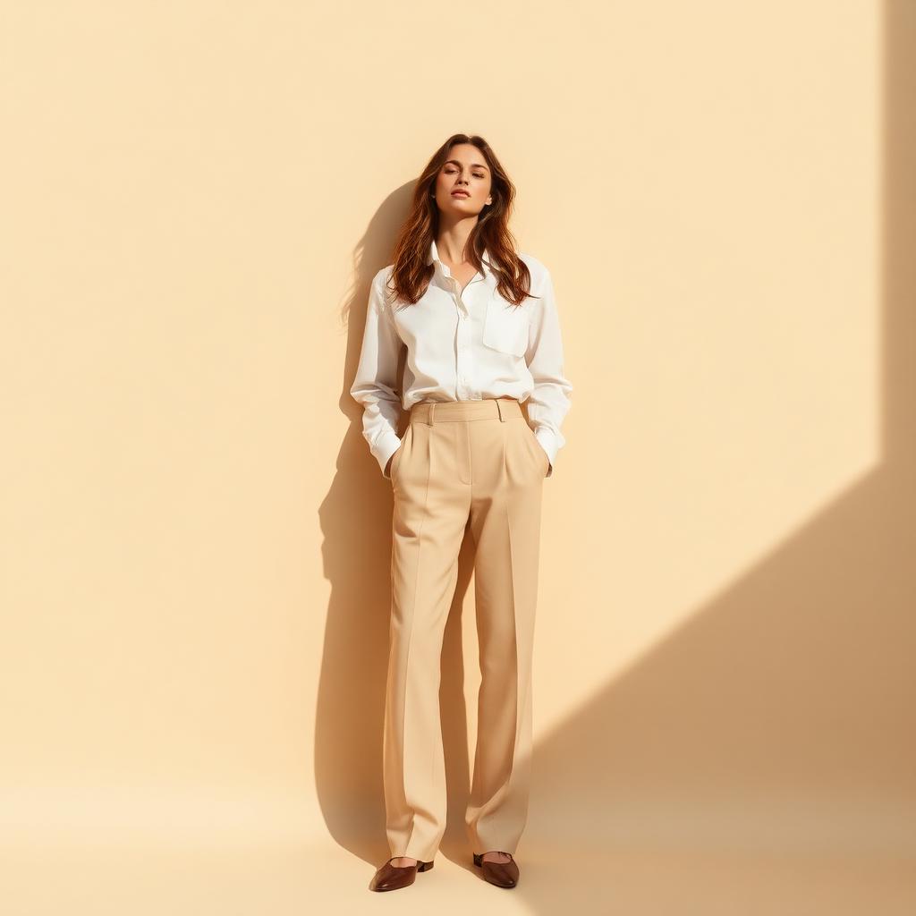Straight Tailored Trouser — Beige